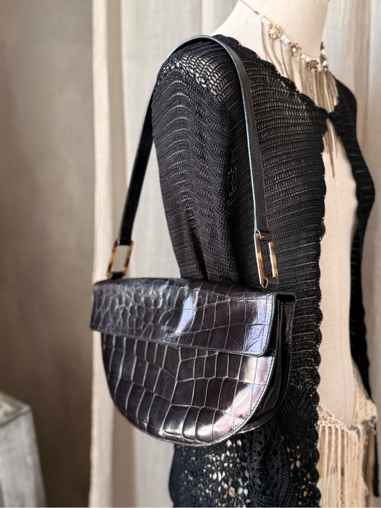 Furla Handbags - Vintage Furla embossed croc 90s style handbag purse shoulder bag quiet luxury